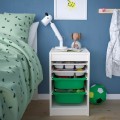 IKEA TROFAST ТРУФАСТ Комбінація з контейнерами / лотком, білий сірий / зелений, 34х44х56 см 09480415 | 094.804.15