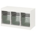 IKEA TROFAST Комбінація для зберігання + контейнери, білий темно-сірий / світлий зелено-сірий, 99x44x56 см 69533265 695.332.65