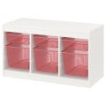 IKEA TROFAST ТРУФАСТ Комбінація для зберігання + контейнери, білий / світло-червоний, 99x44x56 см 79479833 794.798.33