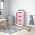 IKEA TROFAST Комбінація для зберігання + контейнери, білий / рожевий, 46x30x94 см 89533226 895.332.26