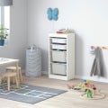 IKEA TROFAST ТРУФАСТ Комбінація для зберігання + контейнери, білий / білий сірий, 46x30x94 см 09330464 | 093.304.64