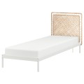 IKEA VEVELSTAD Ліжко 1 узголів'я, білий / Tolkning ротанг, 90x200 см 99441778 994.417.78
