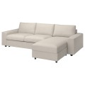 IKEA VIMLE 3-місний диван з козеткою, з широкими підлокітниками / Gunnared бежевий 29545213 295.452.13