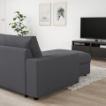 IKEA VIMLE ВІМЛЕ 3-місний диван з козеткою, з широкими підлокітниками / Hallarp сірий 29401422 294.014.22