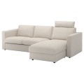 IKEA VIMLE ВІМЛЕ Чохол на 3-місний диван з козеткою, з підголовником / Gunnared бежевий 99425090 994.250.90