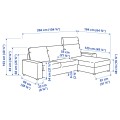 IKEA VIMLE ВІМЛЕ 3-місний диван з козеткою, з широкими підлокітниками з підголовником / Hallarp сірий 99401414 994.014.14