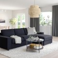 IKEA VIMLE ВІМЛЕ 3-місний диван з козеткою, з широкими підлокітниками Saxemara / чорно-синій 69401458 694.014.58