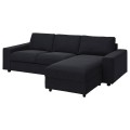 IKEA VIMLE ВІМЛЕ Чохол на 3-місний диван з козеткою, з широкими підлокітниками / Saxemara чорно-синій 69401255 694.012.55