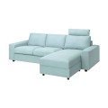 IKEA VIMLE ВІМЛЕ Чохол на 3-місний диван з козеткою, з широкими підлокітниками з підголівником / Saxemara блакитний 89425038 | 894.250.38