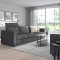 IKEA VIMLE ВІМЛЕ 3-місний диван, з підголовником / Hallarp сірий 49399036 493.990.36