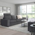 IKEA VIMLE ВІМЛЕ 3-місний диван, з підголівником з широкими підлокітниками / Hallarp сірий 79401429 | 794.014.29