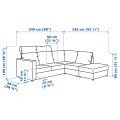 IKEA VIMLE ВІМЛЕ 4-місний кутовий диван, з відкритим торцем з узголів'ям / Grann / Bomstad чорний 29306284 293.062.84