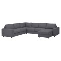 IKEA VIMLE ВІМЛЕ Кутовий диван 5-місний з шезлонгом, з широкими підлокітниками / Gunnared середньо-сірий 49401831 494.018.31