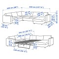 IKEA VIMLE Кутовий диван розкладний 5-місний з шезлонгом, Gunnared сірий 09545266 | 095.452.66