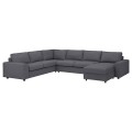 IKEA VIMLE Кутовий диван розкладний 5-місний з шезлонгом, з широкими підлокітниками / Gunnared середньо-сірий 69545249 695.452.49