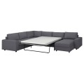 IKEA VIMLE Кутовий диван розкладний 5-місний з шезлонгом, з широкими підлокітниками / Gunnared середньо-сірий 69545249 695.452.49