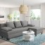 IKEA ANGSTA АНГСТА Розкладний диван 3-місний, з шезлонгом сірий 00501436 005.014.36