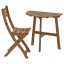 IKEA ASKHOLMEN АСКХОЛЬМЕН Стіл пристінний + 1 складний стілець, для вулиці, морилка світло-коричнева 29133405 291.334.05