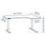 IKEA BEKANT БЕКАНТ Кутовий письмовий стіл правий / регульована висота, лінолеум синій / білий, 160x110 см 69282356 692.823.56