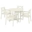 IKEA BONDHOLMEN Стіл і 4 легких крісла, для вулиці, білий / бежевий, 108 см 19549834 195.498.34