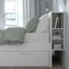 IKEA BRIMNES БРІМНЕС Ліжко двоспальне з шухлядами, Узголів'я, білий / Leirsund, 160x200 см 99157474 991.574.74