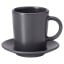 IKEA DINERA ДІНЕРА Чашка і блюдце для кави, темно-сірий, 9 сл 60362809 603.628.09