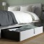 IKEA GLADSTAD ГЛАДСТАД Ліжко двоспальне з оббивкою, 2 контейнери для постелі, Kabusa світло-сірий, 140x200 см 09406798 094.067.98