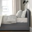 IKEA HAUGA ХАУГА Ліжко двоспальне з оббивкою, 2 контейнери для постелі, Vissle сірий, 140x200 см 39336643 393.366.43