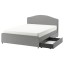IKEA HAUGA ХАУГА Ліжко двоспальне з оббивкою, 2 контейнери для постелі, Vissle сірий, 140x200 см 39336643 393.366.43