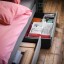 IKEA HAUGA ХАУГА Ліжко двоспальне з оббивкою, 4 контейнери для постелі, Vissle сірий, 140x200 см 19336597 193.365.97
