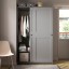 IKEA HAUGA ХАУГА Гардеробна шафа з розсувними дверима, сірий, 118x55x199 см 60407271 604.072.71