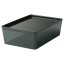 IKEA KUGGIS коробка з кришкою , прозорий чорний, 18x26x8 см 09561242 095.612.42