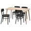 IKEA LISABO / IDOLF ЛИСАБО / ІДОЛЬФ Стіл та 4 стільці, ясеневий шпон / чорний, 140x78 см 99161485 991.614.85