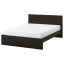 IKEA MALM МАЛЬМ Ліжко двоспальне, високе, чорно-коричневий / Luröy, 140x200 см 89002430 890.024.30