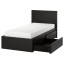IKEA MALM МАЛЬМ Ліжко з 2 шухлядами, чорно-коричневий / Leirsund, 90x200 см 89032719 890.327.19