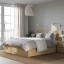 IKEA MALM МАЛЬМ Ліжко двоспальне з 4 шухлядами, шпон дуба білений / Leirsund, 180x200 см 19175429 191.754.29