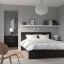 IKEA MALM МАЛЬМ Ліжко двоспальне, високе, чорно-коричневий / Leirsund, 140x200 см 19019839 190.198.39
