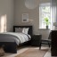 IKEA MALM МАЛЬМ Ліжко односпальне, високе, чорно-коричневий / Leirsund, 90x200 см 49020030 490.200.30