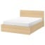 IKEA MALM МАЛЬМ Ліжко двоспальне з підйомним механізмом, шпон дуба білений, 140x200 см 00412685 004.126.85