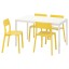 IKEA MELLTORP МЕЛЬТОРП / JANINGE ЯНІНГЕ Стіл та 4 стільці, білий / жовтий, 125 см 39161488 391.614.88