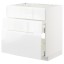IKEA METOD МЕТОД / MAXIMERA МАКСІМЕРА Підлогова шафа під мийку з шухлядами, білий / Voxtorp глянцевий / білий, 80x60 см 79254980 792.549.80