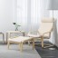 IKEA POÄNG ПОЕНГ Крісло з підставкою для ніг, березовий шпон / Glose білий з відтінком 79551070 795.510.70