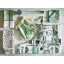 IKEA RINNIG РІННІГ Фартух, білий / зелений / візерунок, 69x85 см 40476454 404.764.54