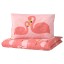IKEA RÖRANDE РЕРАНДЕ Підковдра+наволочка ліжк д/немовлят, фламінго/рожевий, 110x125/35x55 см 50462531 504.625.31