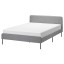 IKEA SLATTUM СЛАТТУМ Ліжко двоспальне з оббивкою, Knisa світло-сірий, 140x200 см 30446373 304.463.73