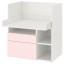 IKEA SMÅSTAD СМОСТАД Письмовий стіл, білий блідо-рожевий / з 2 шухлядами, 90x79x100 cм 09392254 093.922.54