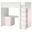 IKEA SMÅSTAD СМОСТАД Ліжко-горище, білий блідо-рожевий / з письмовим столом з 4 шухлядами, 90x200 см 19435489 194.354.89