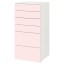IKEA SMÅSTAD СМОСТАД / PLATSA ПЛАТСА Комод, 6 ящиків, білий / блідо-рожевий, 60x57x123 см 59387679 593.876.79