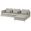 IKEA SÖDERHAMN СОДЕРХЕМН 4-місний диван, з шезлонгом і відкритим торцем / Viarp бежевий / коричневий 29305816 293.058.16