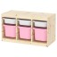 IKEA TROFAST ТРУФАСТ Комбінація для зберігання + контейнери, світла білена сосна білий / рожевий, 93x44x52 cм 69331578 693.315.78